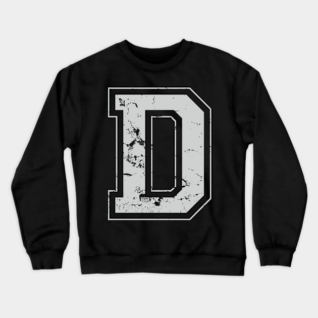 Initial Letter D Gray Jersey Sports Athletic Player Crewneck Sweatshirt by porcodiseno